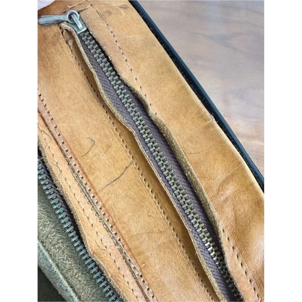 Vintage Tooled Tan Leather Shoulder Bag Boho